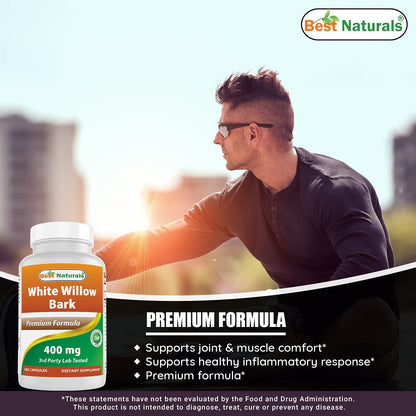 Best Naturals White Willow Bark 400 mg 180 Capsules (180 Count (Pack of 2)) Best NaturalsBuy Supplements Australia