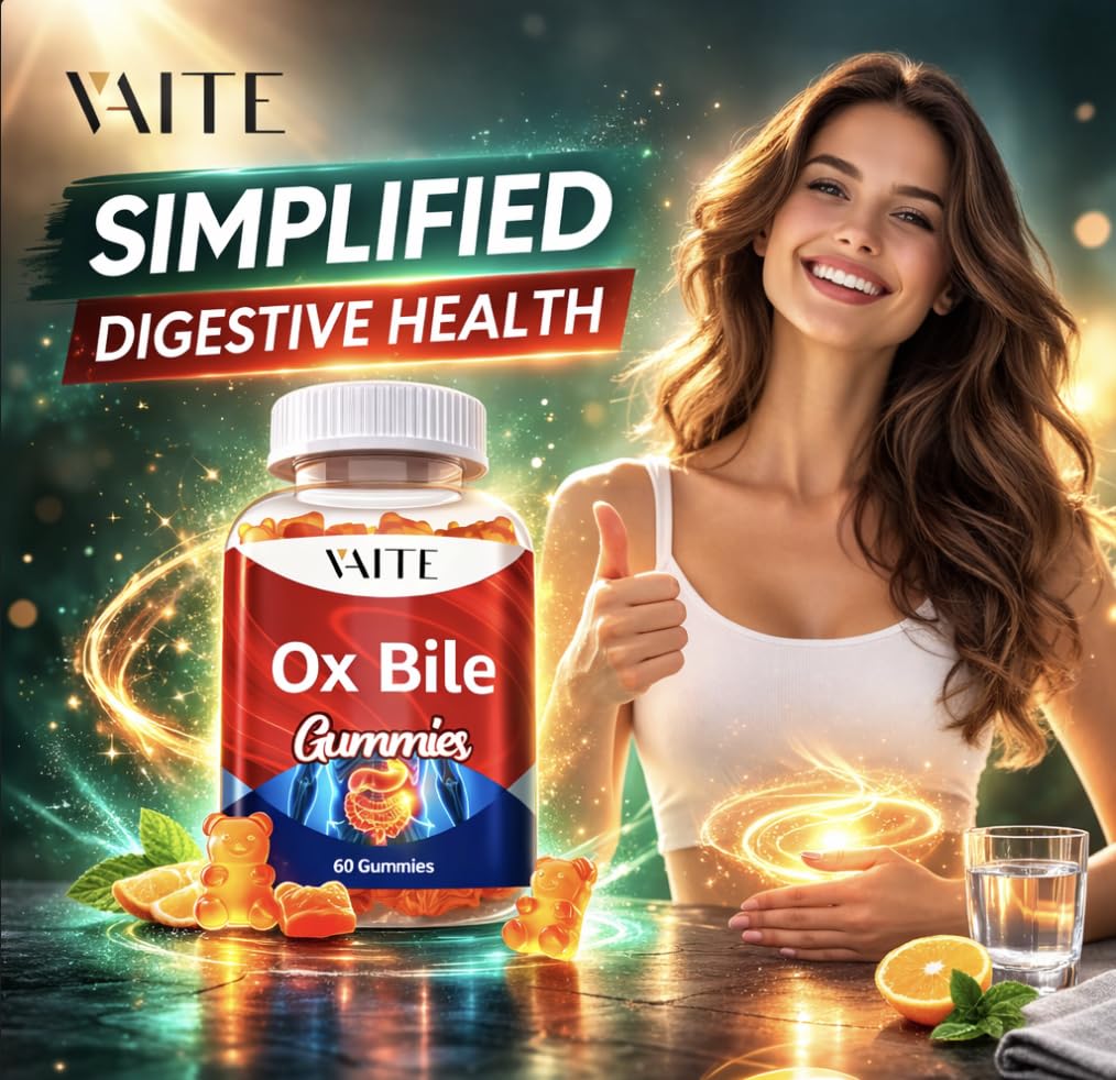 VAITE Ox Bile Gummies – 500mg Digestive Support for Gallbladder & Gut Health – Non-GMO, Sugar-Free Supplement – Helps Nutrient Absorption & Bile Flow – 60 Easy-to-Chew Bile Acid Chewables VAITEBuy Supplements Australia
