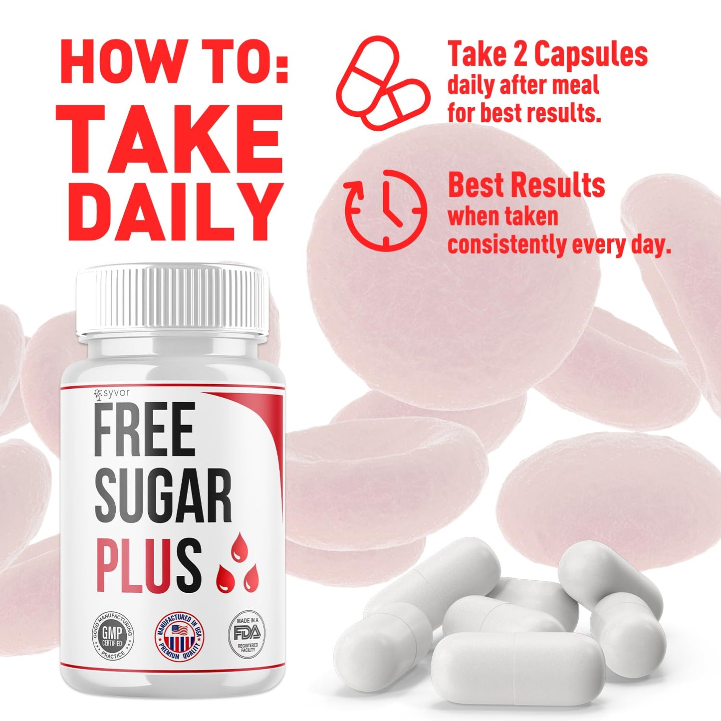 Free Sugar Plus Capsules, Official FreeSugar Plus Blood Health Support Pills With All Natural Ingredients, Free Sugar Plus Advanced Wellness Support with Premium Vitamins for Women & Men (60 Capsules) SyvorBuy Supplements Australia