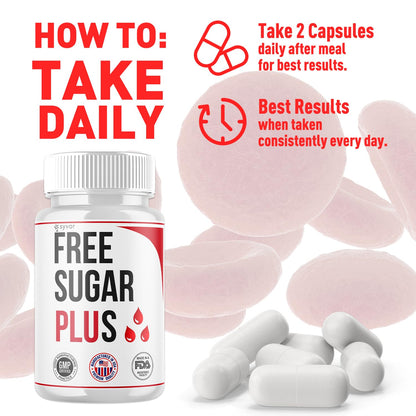 Free Sugar Plus Capsules, Official FreeSugar Plus Blood Health Support Pills With All Natural Ingredients, Free Sugar Plus Advanced Wellness Support with Premium Vitamins for Women & Men (60 Capsules) SyvorBuy Supplements Australia