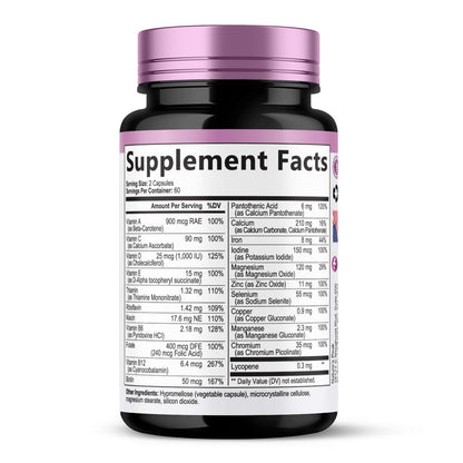 Multivitamin for Women - Complete Daily Womens Multivitamins with Calcium, Folate, Vitamin A, C, D, E & B Vitamins, Zinc and Iron - Multi Vitamins for Bone, Energy & Immune Support - 120 Capsules Nature's PeakBuy Supplements Australia