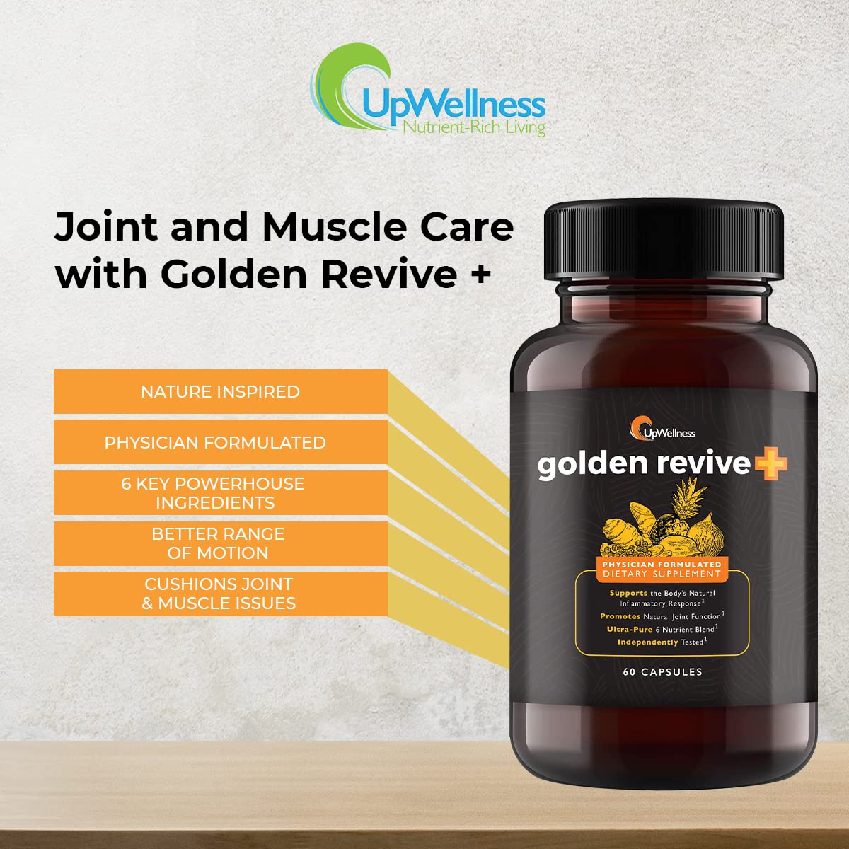UpWellness Golden Revive + Joint Support with Quercetin, Magnesium, and Turmeric UpWellness Nutrient-Rich LivingBuy Supplements Australia