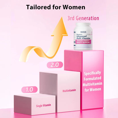 NYO3 Multivitamin for Women with 22 Essential Nutrients | 7 Minerals & 3 Special Additives & 12 Vitamins | Lutein, Zeaxanthin, Grape Seed | NYO3