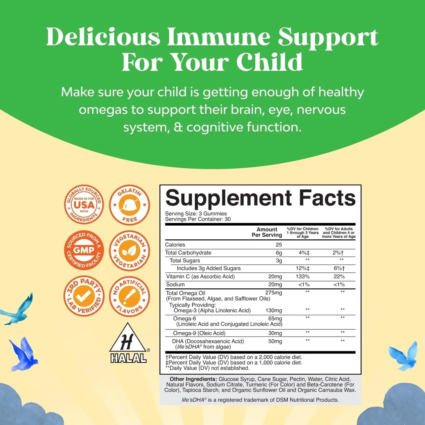 Bundle of Plant Based Kids Multivitamin Gummies with Vitamins A C D3 E B Zinc and DHA Omega 3 Gummies with Vegetarian 6 9 for Vision Brain Immunity Support Natures CraftBuy Supplements Australia
