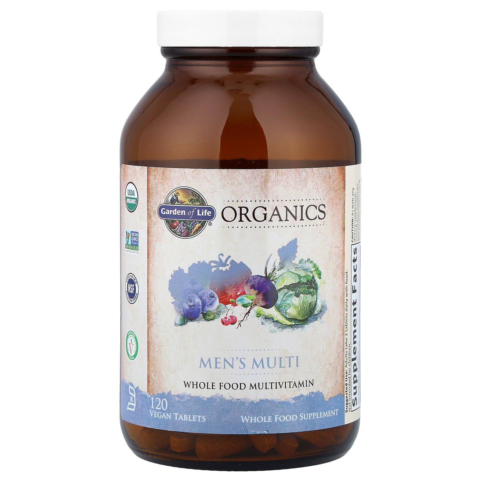 Garden of Life Organics Whole Food Multivitamin for Men, 120 Tablets, Vegan Mens Vitamins and Minerals for Health and Well-Being, Certified Organic Vegan Multi Garden of LifeBuy Supplements Australia