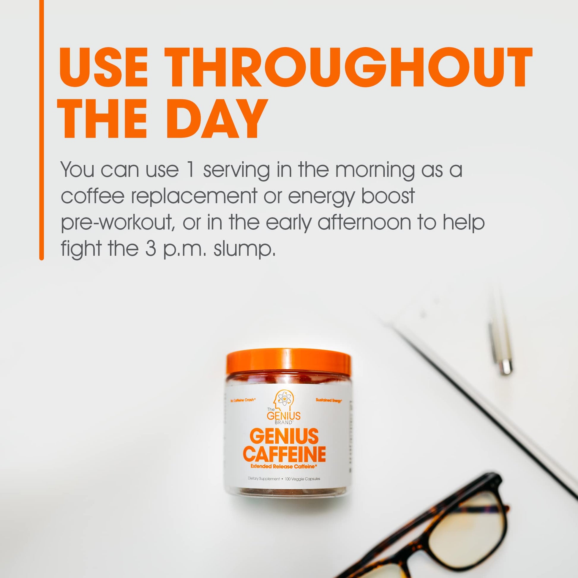Genius Caffeine Pills 100mg, Extended-Release Microencapsulated Caffeine Pills The Genius BrandBuy Supplements Australia
