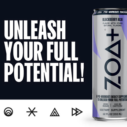 ZOA Plus Sugar-Free Pre-Workout Drink, Ready to Drink with Nitric Oxide, Vitamin B, C and D ZOABuy Supplements Australia