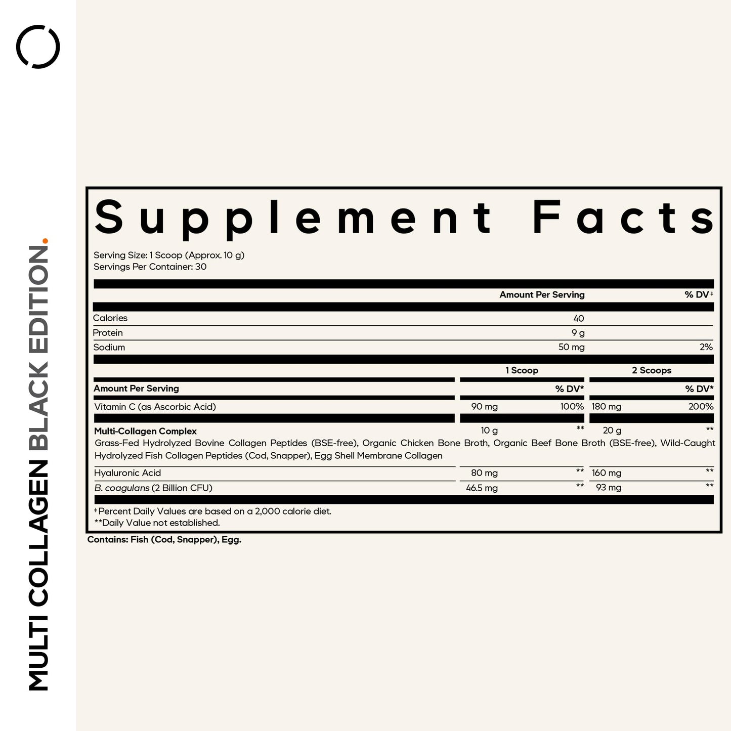 Codeage Multi Collagen Peptides Powder + Probiotics Black Edition, Vitamin C, Hyaluronic Acid Powder Supplement, Grass-Fed, Hydrolyzed, Zero Carbs, Type I, II, III, V & X, Unflavored, 10.58oz CodeageBuy Supplements Australia