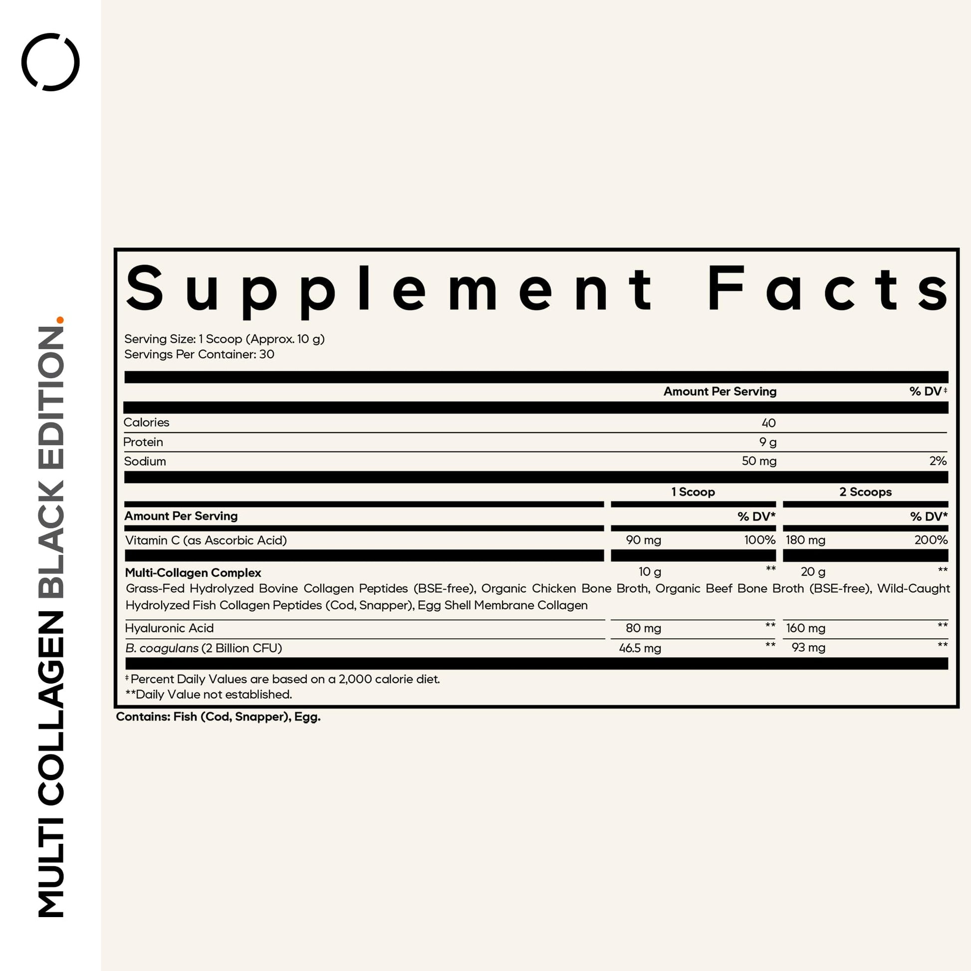 Codeage Multi Collagen Peptides Powder + Probiotics Black Edition, Vitamin C, Hyaluronic Acid Powder Supplement, Grass-Fed, Hydrolyzed, Zero Carbs, Type I, II, III, V & X, Unflavored, 10.58oz CodeageBuy Supplements Australia
