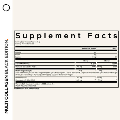 Codeage Multi Collagen Peptides Powder + Probiotics Black Edition, Vitamin C, Hyaluronic Acid Powder Supplement, Grass-Fed, Hydrolyzed, Zero Carbs, Type I, II, III, V & X, Unflavored, 10.58oz CodeageBuy Supplements Australia