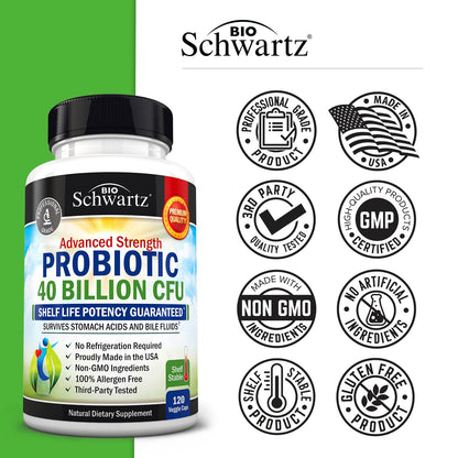 Daily Probiotic Supplement 40 Billion CFU - Gut Health Complex with Astragalus BioSchwartzBuy Supplements Australia