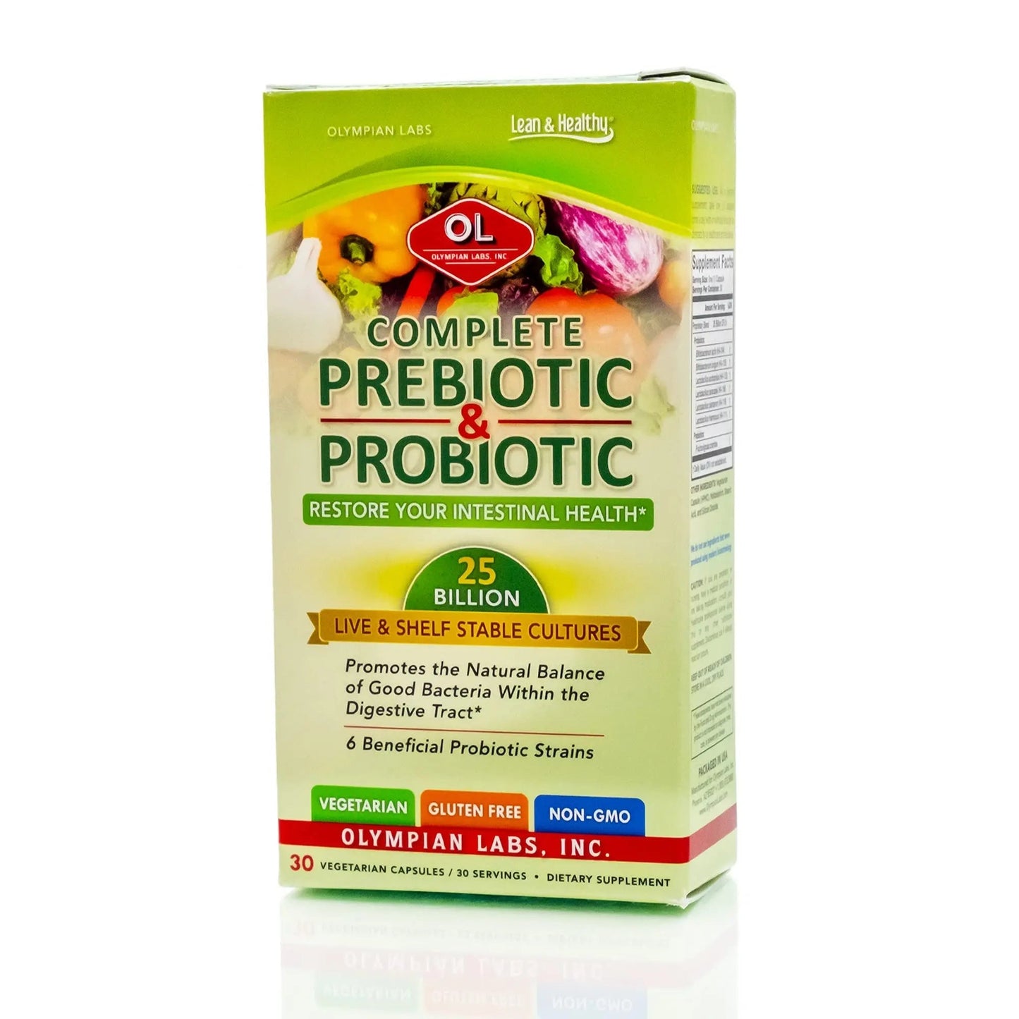 Olympian Labs Complete Prebiotic and Probiotic Supplement - 25 Billion Live Shelf Stable Cultures - 30 Vegetarian Capsules Olympian LabsBuy Supplements Australia