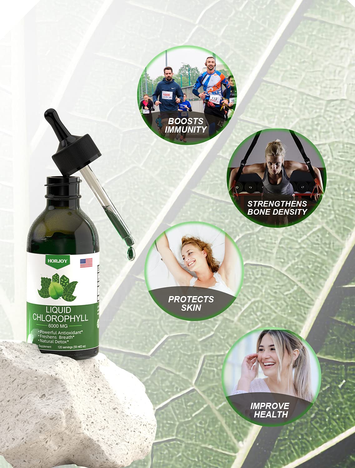 Chlorophyll Liquid Drops - 100% Natural Energy Booster and Immune Support - Internal HorjoyBuy Supplements Australia