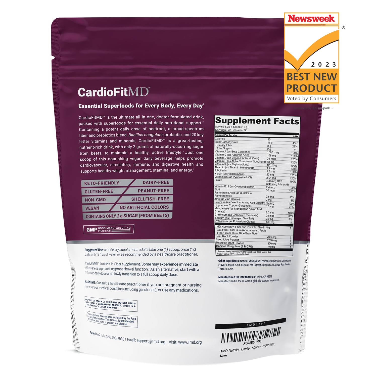1MD Nutrition CardioFitMD - Vegan Beets Superfood Keto-Friendly Heart Health Powder 1MD NutritionBuy Supplements Australia