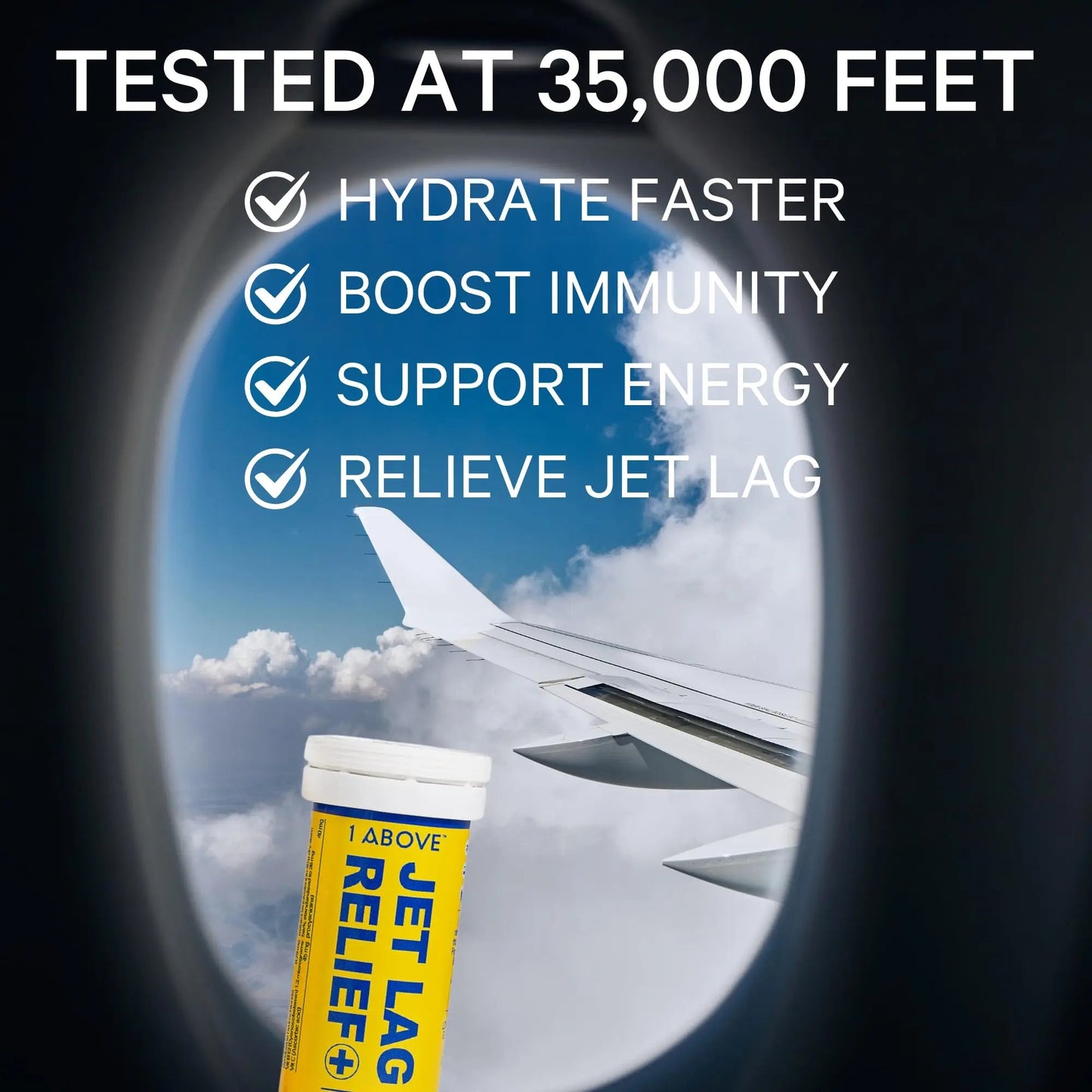 1Above Jet Lag Relief Tablets - Citrus-Flavored Effervescent Multivitamin with Pycnogenol Travel Supplement for Hydration, Energy 1ABOVEBuy Supplements Australia