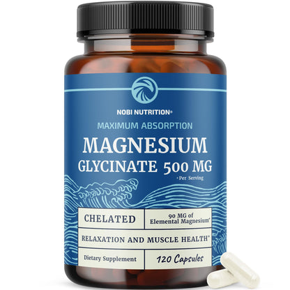 Magnesium Glycinate 500mg | High Absorption | Sleep, Muscle, Bone, Heart Health & Relaxation Support for Women & Men | Chelated Mag Glycinate
