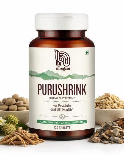 Nirogam Purushrink - BPH Prostate Supplement for Men, Supports Better Sleep & Urinary Health - Natural Ayurvedic Herbal Supplement 120 Tablets - Vegan, Dairy Free, Gluten Free NirogamBuy Supplements Australia