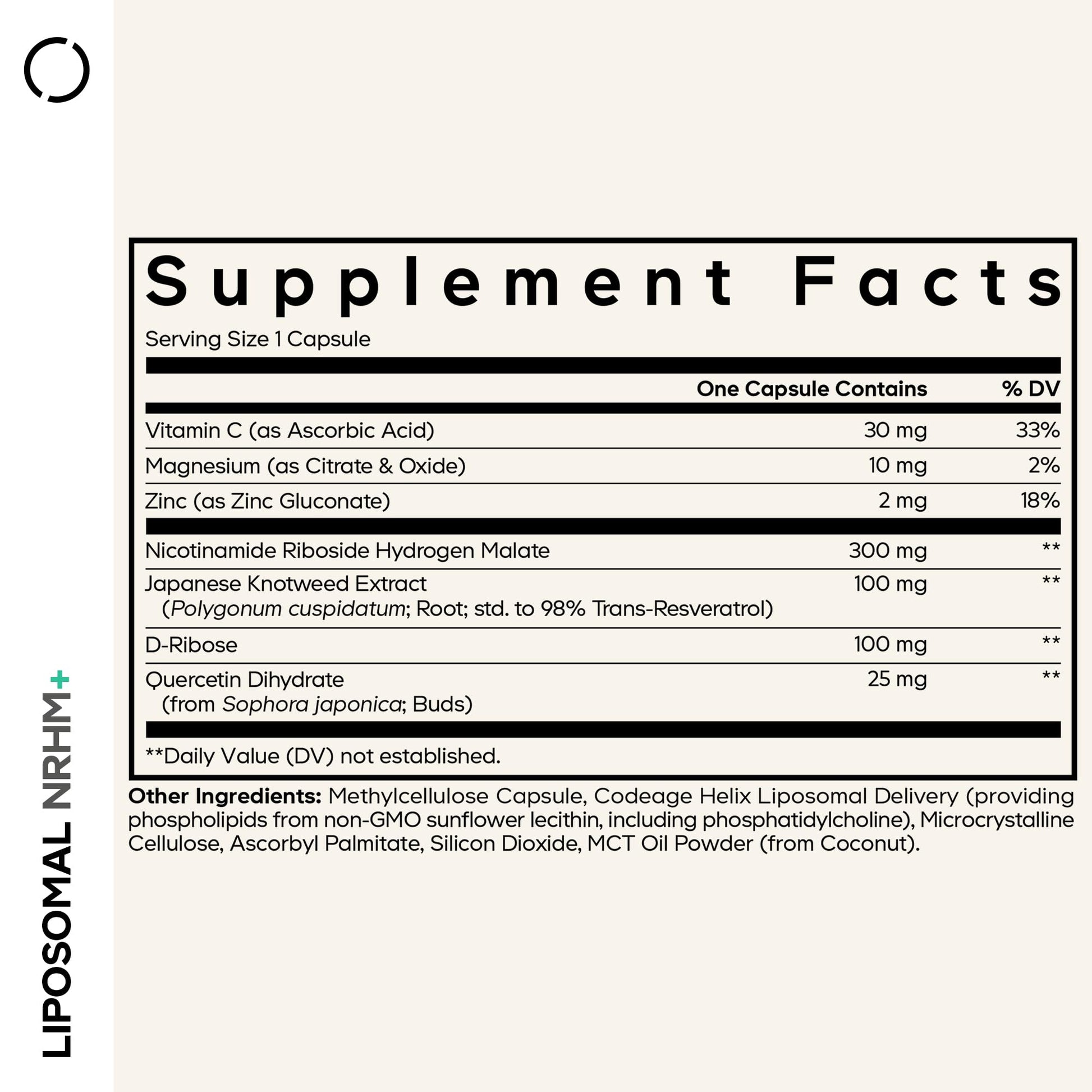 Codeage Liposomal NRHM+ Supplement - NRH Hydrogen Malate 300 mg, Resveratrol, D-Ribose & Quercetin - Vitamin C, Magnesium & Zinc - Liposomal Delivery - Non-GMO - 60 Capsules CodeageBuy Supplements Australia