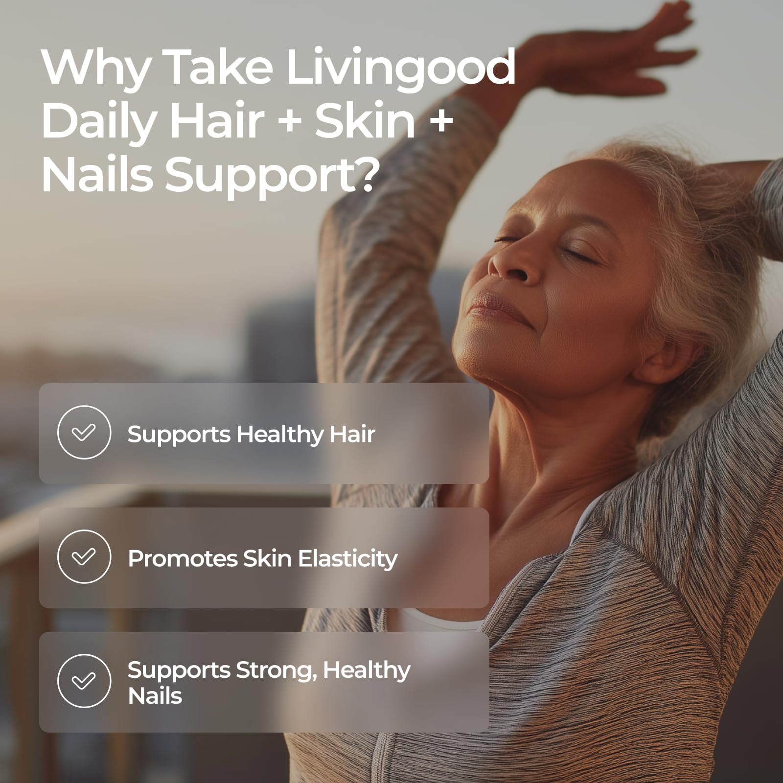 Livingood Daily Hair, Skin & Nails Supplement, 14-in-1 Formula with Biotin, Collagen, Keratin, Bamboo, Selenium, Folate, B12, Zinc and More, Beauty Supplement for Women & Men, Gluten Free, 60 Capsules Livingood DailyBuy Supplements Australia