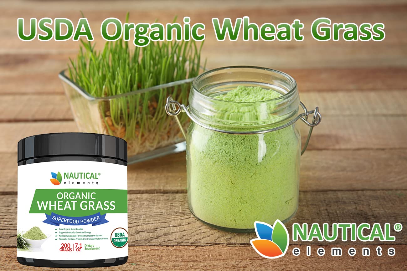 Wheatgrass Powder - USDA Certified Organic Wheat Grass Powder That Is Rich In Essential Amino Acids, Chlorophyll, Antioxidants, Fatty Acids, Minerals & Vitamins - US Grown - Vegan & Non-GMO Superfoods Nautical ElementsBuy Supplements Australia