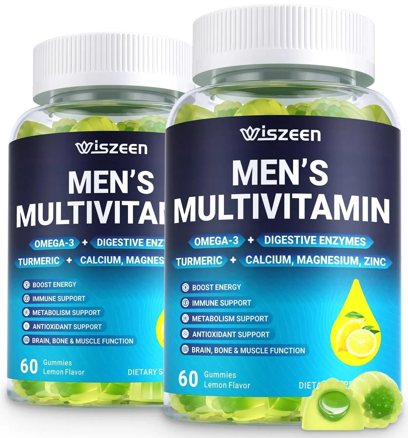 Mens Multivitamins Gummies with Vitamins A C D K E, B Complex, Omega-3, Digestive Enzymes, Lycopene, Calcium, Magnesium, Zinc WiszeenBuy Supplements Australia