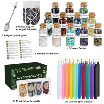 JUSTASHOW 61PCS Witchcraft Supplies for Wiccan Spells, Witchcraft Starter Kit, Spell Candles JUSTASHOWBuy Supplements Australia