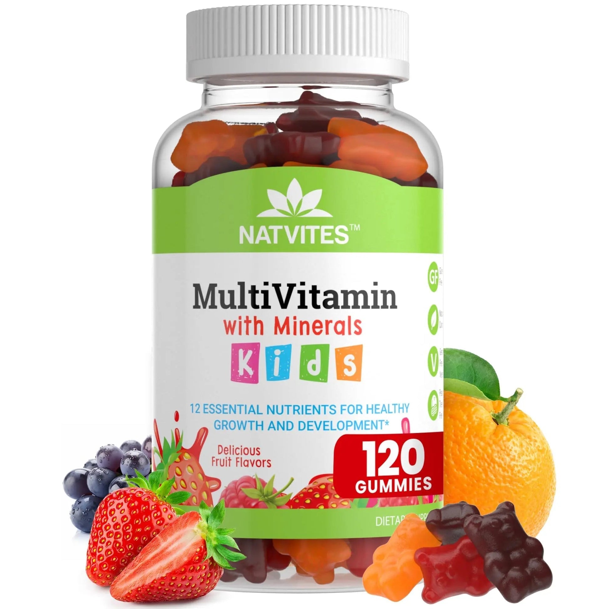 Natvites Complete Kids Multivitamin Gummies – 120 Count of Essential Daily Vitamins & Minerals for Immune Support, Focus, & Growth Natvites