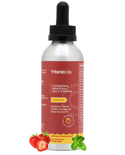 Vitaminally Liposomal Men's 50+ Liquid Multivitamin Drops | Non-GMO | Sugar Free | Gluten Free | 30 Day Supply | 3 FL Oz | Vitaminally