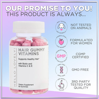 Hello Lovely! Hair Vitamins Gummies with Biotin 5000 mcg Vitamin E & C Support Hair Growt Hello Lovely!Buy Supplements Australia