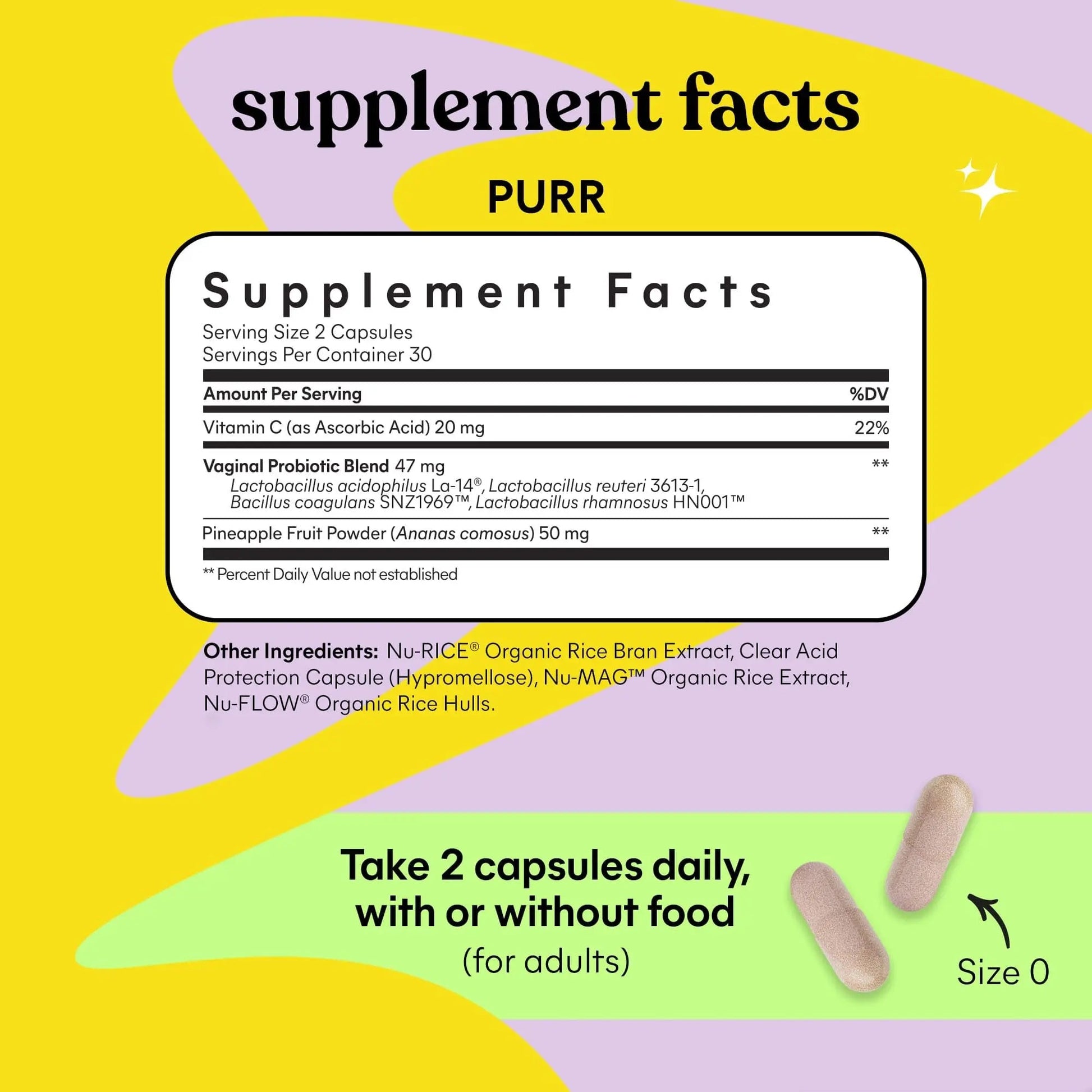 Lemme Purr Vaginal Probiotics for Women - Promotes pH Balance, Healthy Vaginal Odor & Urinary Tract Health w/Lactobacillus Blend, Clinically Tested Strains, Pineapple & Vitamin C - 60 Veggie Capsules LemmeBuy Supplements Australia