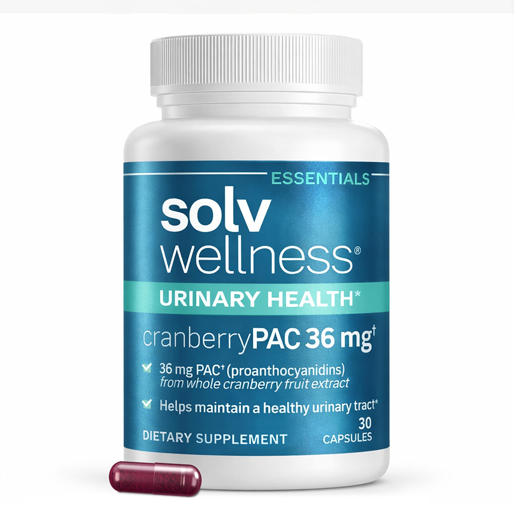 Solv Wellness Urinary Health 36 mg Cranberry PAC – Whole Cranberry Fruit Extract, Daily Urinary Tract Health Support, 30 Capsules Solv WellnessBuy Supplements Australia