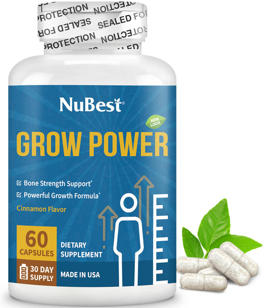 NuBest Grow Power - Calcium Supplement, Magnesium Supplement with Vitamin D3, B6, Zinc, Phosphorus and Multivitamin for Strong Bones, Overall Health for Age 10+ | 60 Capsules | 1 Month Supply NuBestBuy Supplements Australia
