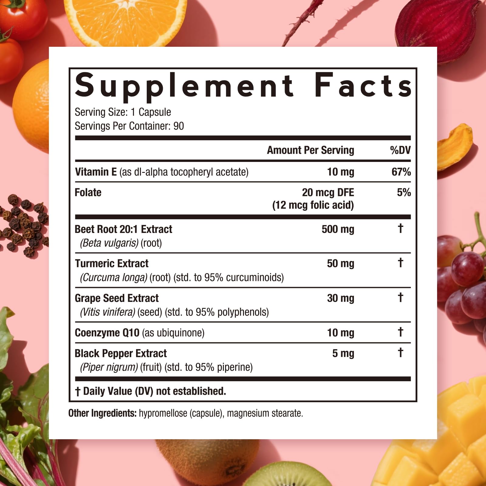 Doctor's Recipes Beet Root Capsules, 20:1 Extract with Grape Seed, CoQ10, Turmeric, Black Pepper for Enhanced Absorption, Supports Heart, Circulation, Energy & Nitric Oxide, Non-GMO, 90 Veg Caps Doctor's RecipesBuy Supplements Australia