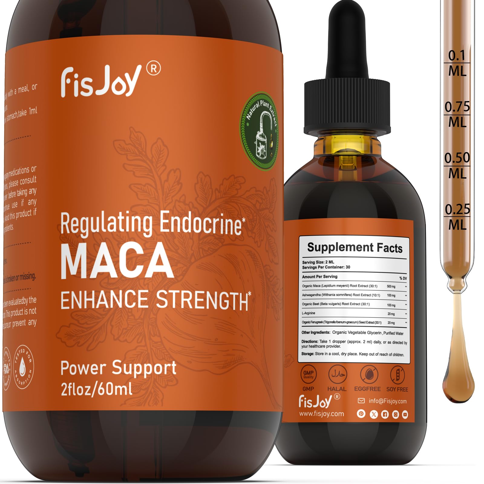 Fisjoy Organic Maca Liquid Drops with Ashwagandha & Beet Root – Supports Daily Vitality & Overall Wellness – Non-GMO, Vegan Herbal Supplement, 2 fl oz (60 mL) FisjoyBuy Supplements Australia