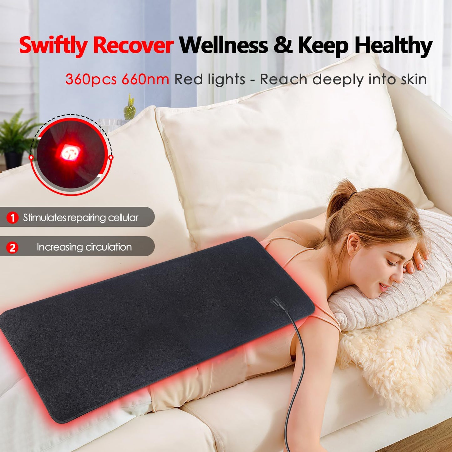 RUISQM Red Light Therapy Mat for Body - 360 LEDs Large Red & Infrared Light Therapy Pad Blanket RUISQMBuy Supplements Australia