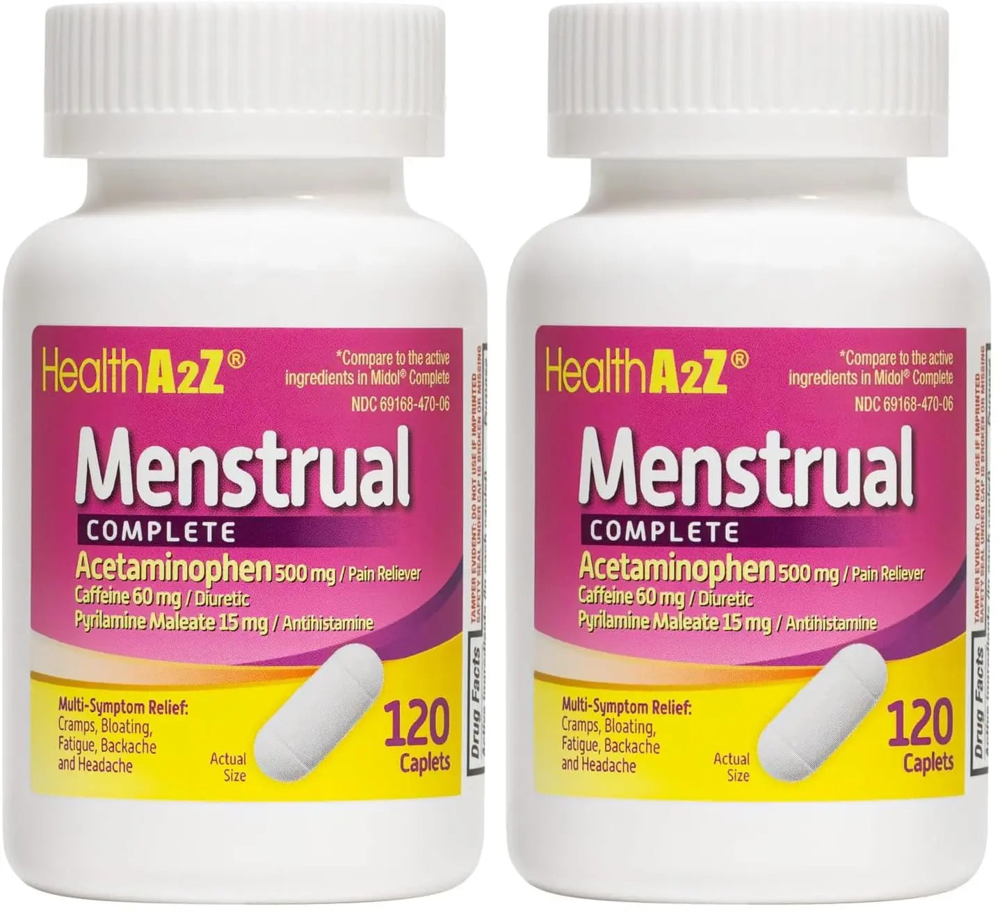 HealthA2Z® Menstrual Complete Pain Relief Tablets | Relieves Cramps, Bloating, Fatigue, Backache & Headache (120 Counts) (Pack of 2) HealthA2ZBuy Supplements Australia