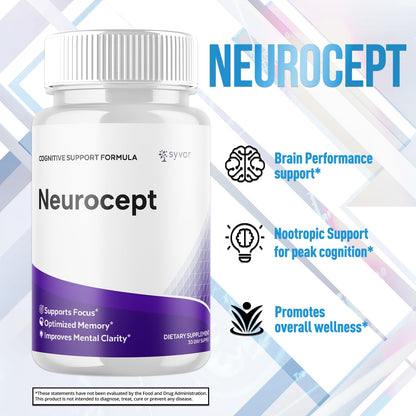 (2 Pack) Neurocept Capsules, Official Neurocept Brain Supplement Pills with All Natural Ingredients, Advanced Formula Support Pills with Max Strength Premium Vitamins for Women & Men (120 Capsules) SyvorBuy Supplements Australia