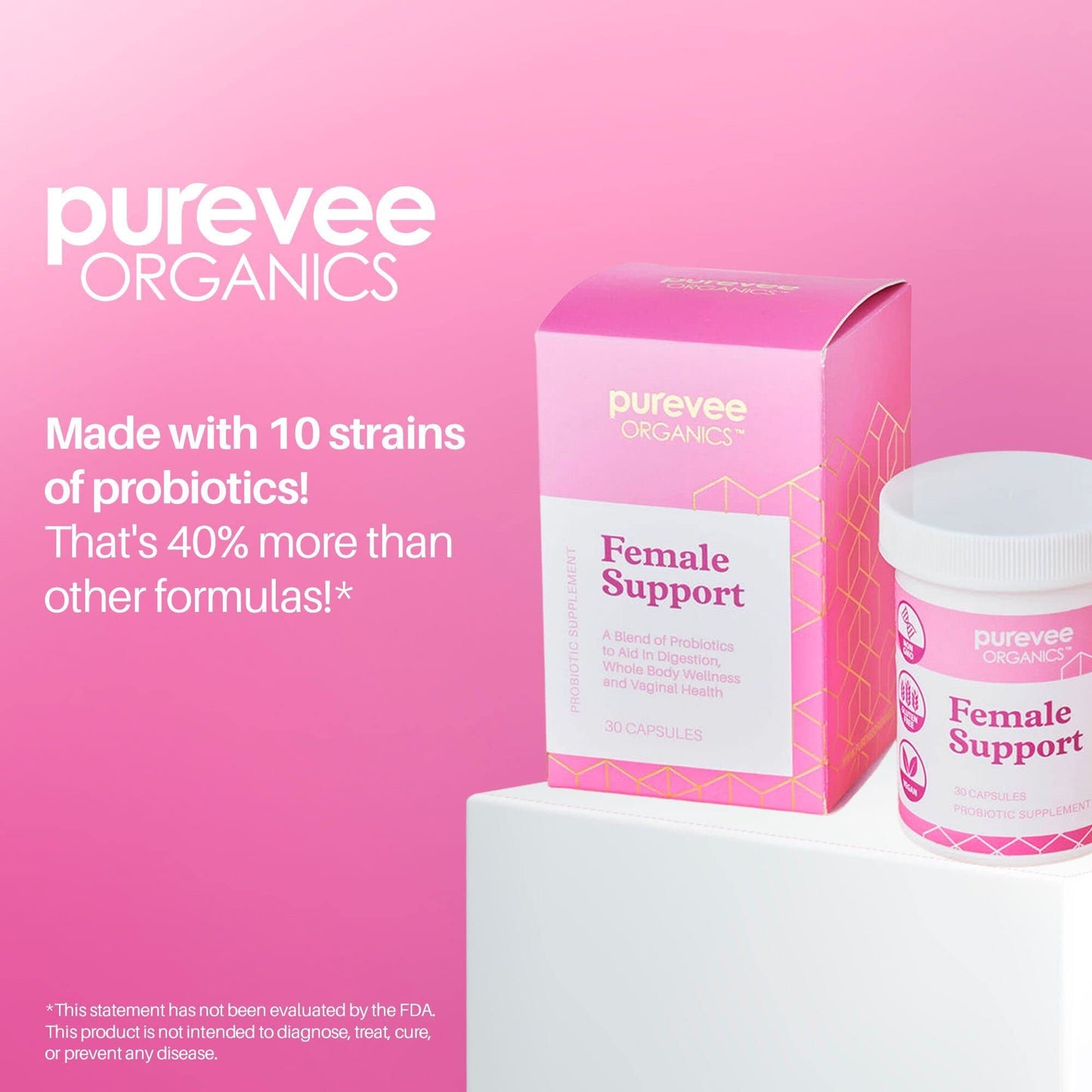 Purevee Organics Vaginal Probiotics for Women, 10 Essential Probiotic Strains, Vaginal + pH Balance Purevee OrganicsBuy Supplements Australia