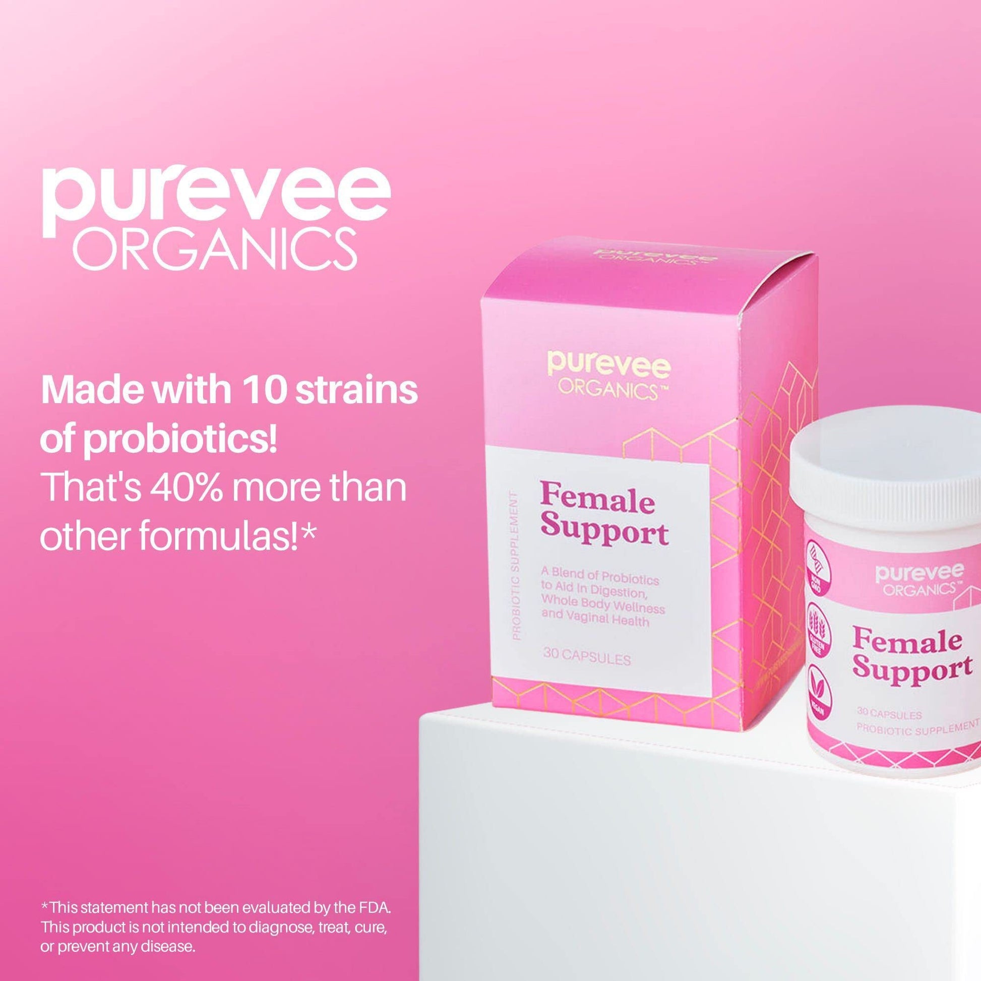 Purevee Organics Vaginal Probiotics for Women, 10 Essential Probiotic Strains, Vaginal + pH Balance Purevee OrganicsBuy Supplements Australia