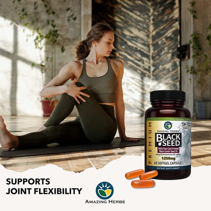 Amazing Herbs Premium Black Seed Oil Capsules - High Potency, Cold Pressed Nigella Amazing HerbsBuy Supplements Australia