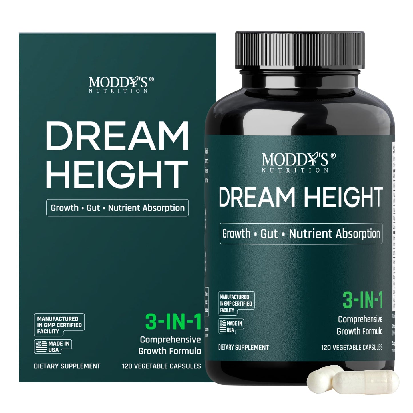 Moddy's Nutrition DreamHeight Growth Supplement for Kids & Teens, Bone, Immune & Sleep Support, Clinically Studied Formula, 120 Small Easy-to-Swallow Capsules Moddy's NutritionBuy Supplements Australia