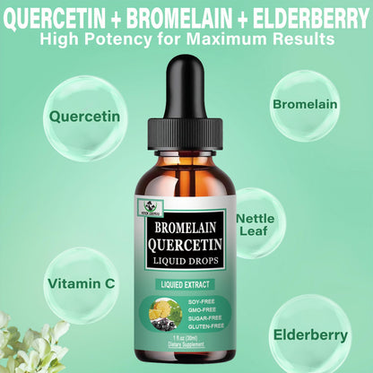 Quercetin Liquid Drops, Quercetin with Bromelain Elderberry Nettle Leaf Vitamin C Liquid Supplements, High Absorption Quercetin Liquid Drops for Women Men, Healthy Immune Antioxidant Support, Non-GMO Vita letuoBuy Supplements Australia
