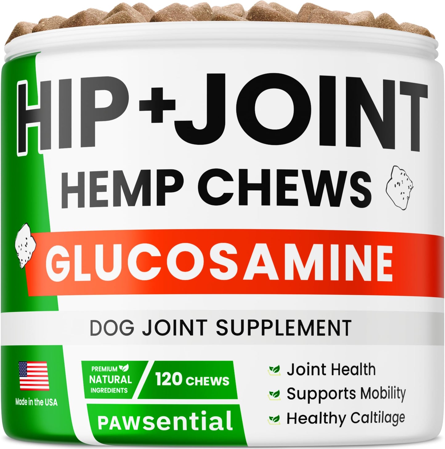 Pawsential Hemp Treats - Dog Joint Supplement - Mobility Support Chews w/Glucosamine Chondroitin, Turmeric, MSM - Hip & Joint Chews - Joint Pain Relief Treats - 120Ct PawsentialBuy Supplements Australia