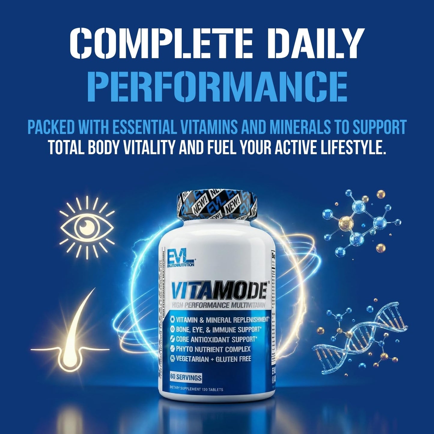 EVL Advanced Daily Multivitamin - Men's Multivitamin with Essential Minerals Phytonutrient Complex and VitaMode Active Mens Vitamins for Energy