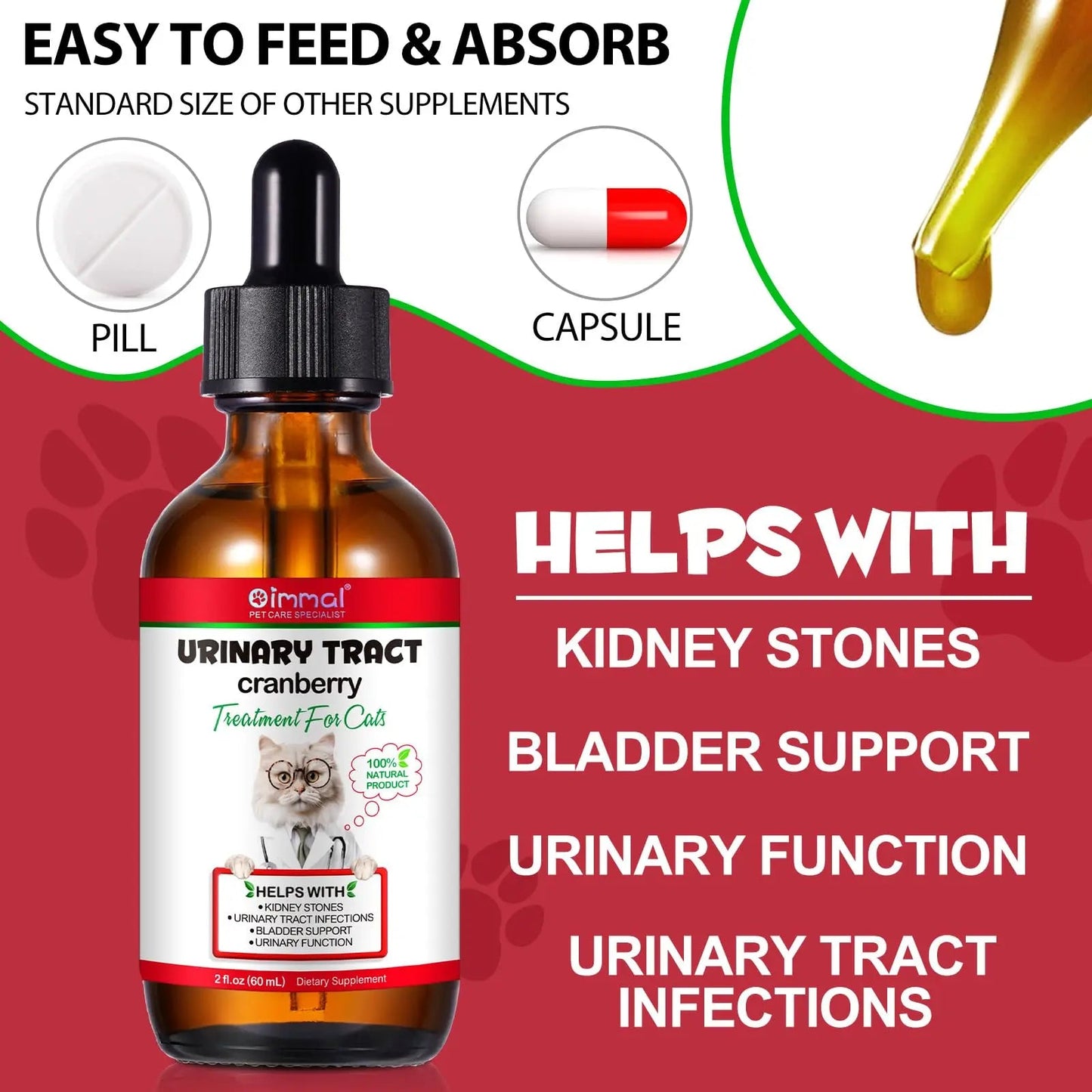 Cat Urinary Tract Infection Treatment, Cat UTI Treatment Drops Supports Bladder, Kidney Stone, Cranberry Kidney Bladder Support Supplement, Chicken Flavor, 60ml BTQAFVZTBuy Supplements Australia