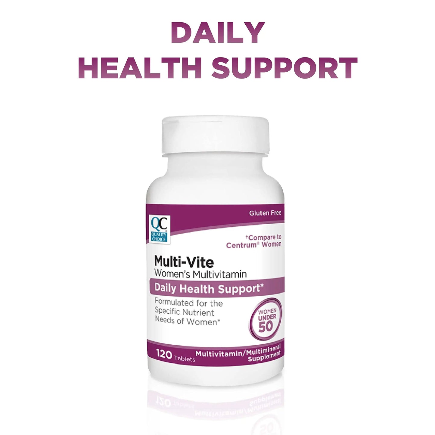 Quality Choice Womens Multi-Vite, Multivitamin Tablets for Daily Health Support Formulated for Women Under 50 in 120 Count Bottles Quality Choice