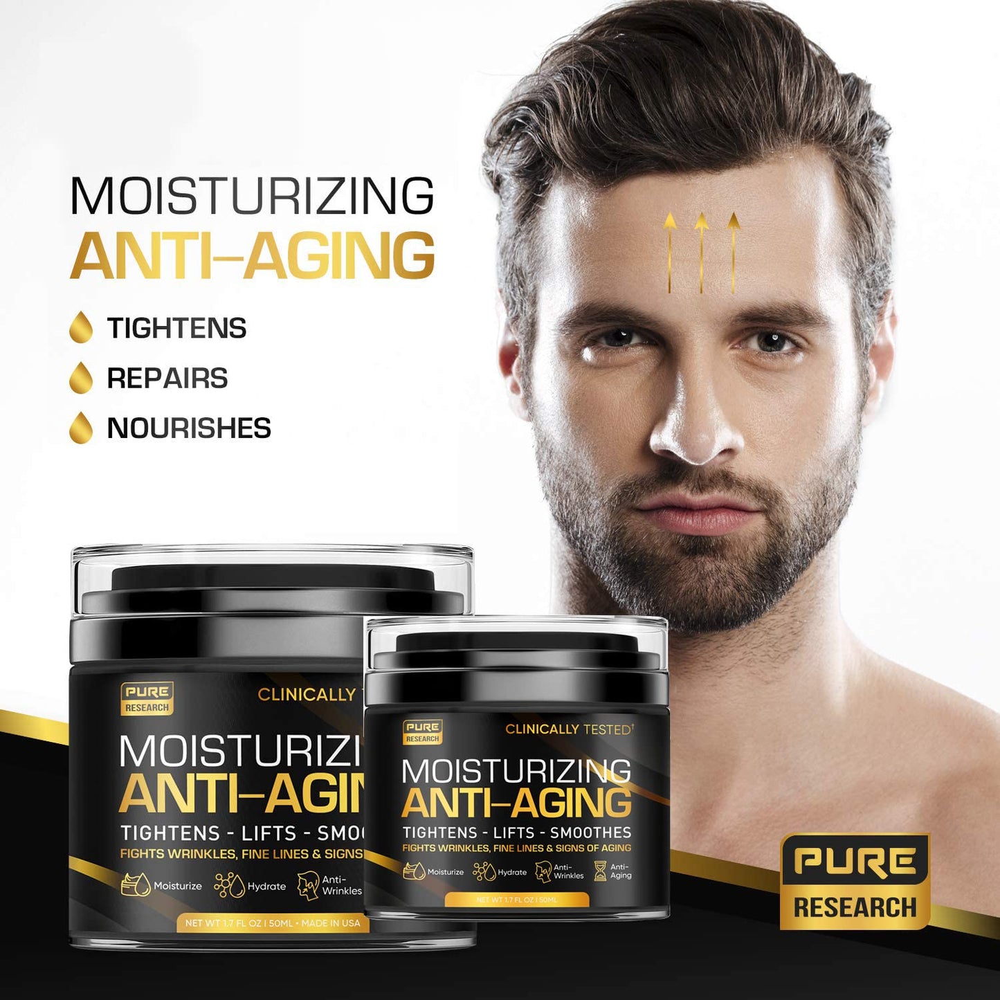 Men's Face Cream Moisturizer - Anti-Aging Cream For Men, Collagen, Retinol & Hyaluronic PURE RESEARCHBuy Supplements Australia