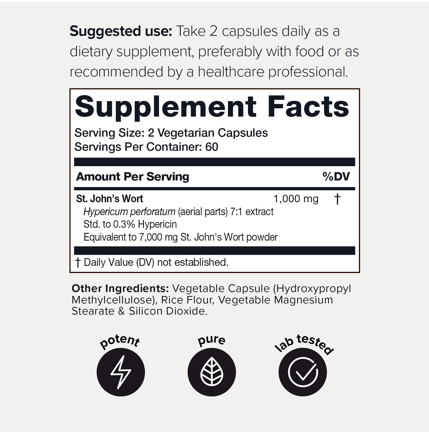 1,000mg Ultra High Strength St. John's Wort Capsules (Non-GMO) - 7X Concentrated ToniiqBuy Supplements Australia