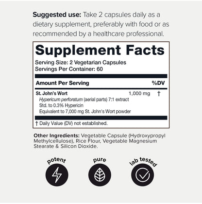 1,000mg Ultra High Strength St. John's Wort Capsules (Non-GMO) - 7X Concentrated ToniiqBuy Supplements Australia