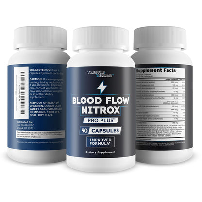 Blood Flow Nitrox Pro Plus - Improved Formula - Our Best Blood Circulation Supplements For Men - Vasodialators - Increase Blood Flow Care Blood Circulation Supplement Blood Flow Supplement For Men True You HealthBuy Supplements Australia